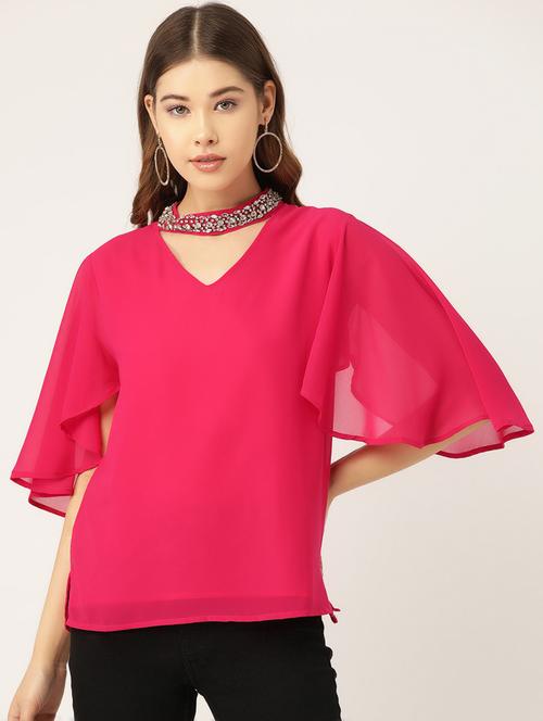 embellished choker neck solid top - 16940224 - Very Small Image - 1