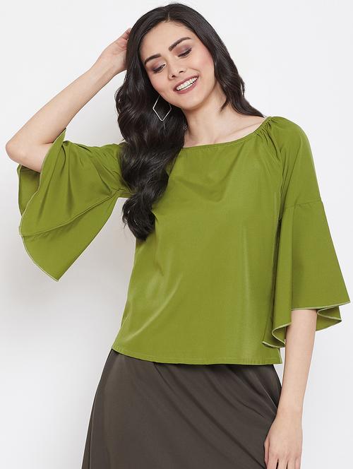 bell sleeved boat neck top  - 16941095 - Very Small Image - 1