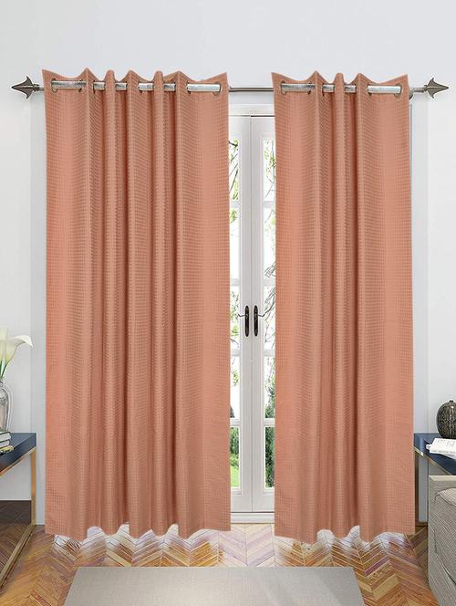   decorative waffle design cotton yarn eyelet door curtains  - 16941669 - Very Small Image - 1