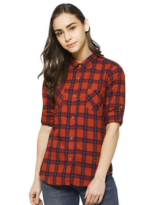 curved hem checkered shirt - 16943322 - Very Small Image - 1