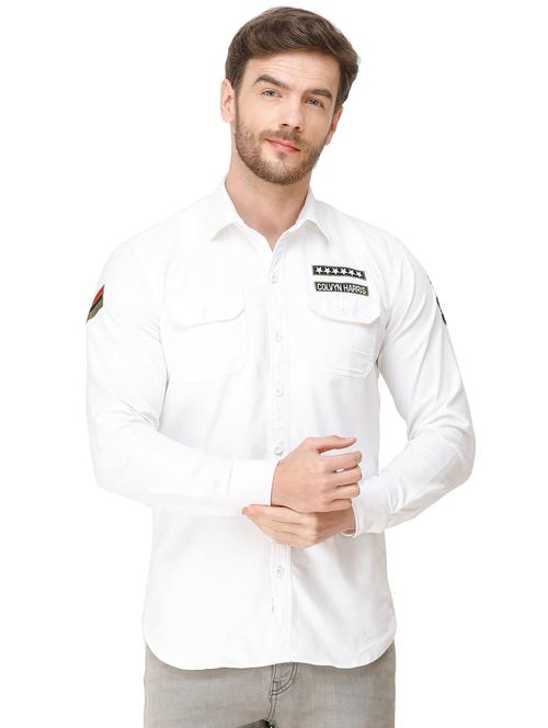 white solid casual shirt - 16943405 - Very Small Image - 1