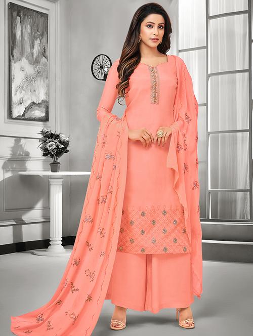 embroidered palazzo unstitched suit - 16944210 - Very Small Image - 1