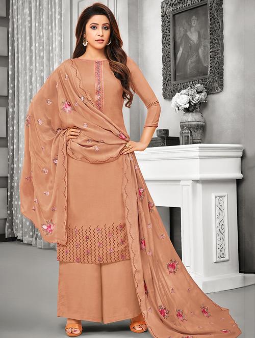 embroidered palazzo unstitched suit - 16944216 - Very Small Image - 1