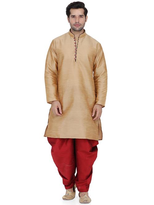 brown silk blend dhoti kurta set - 16945634 - Very Small Image - 1