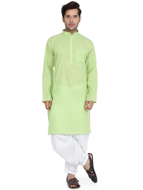 green silk blend dhoti kurta set - 16945642 - Very Small Image - 1