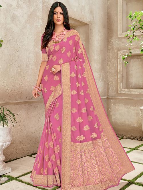 self design woven saree with blouse - 16945918 - Very Small Image - 1