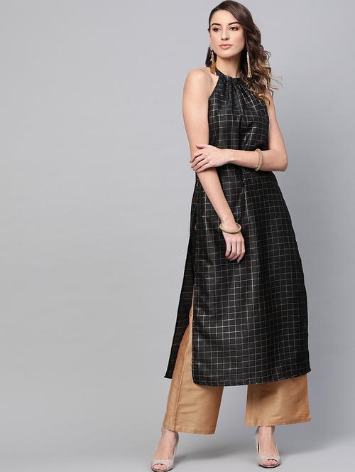 checkered a-line kurta - 16946201 - Very Small Image - 1