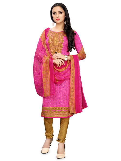 printed churidaar unstitched suit - 16946908 - Very Small Image - 1