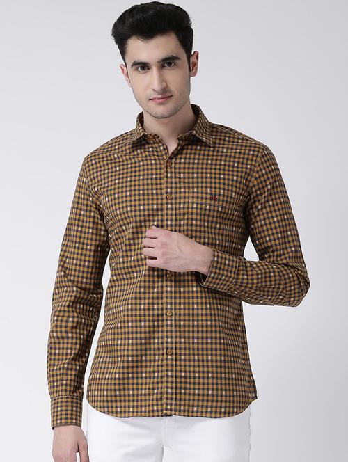 brown checkered casual shirt - 16947599 - Very Small Image - 1