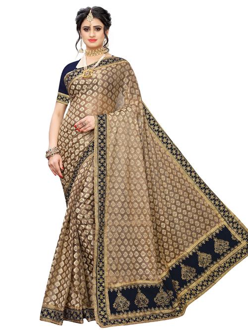 bordered printed saree with blouse - 16949283 - Very Small Image - 1