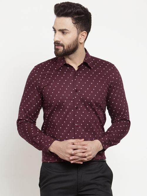 mens micro print formal shirt - 16950566 - Very Small Image - 1