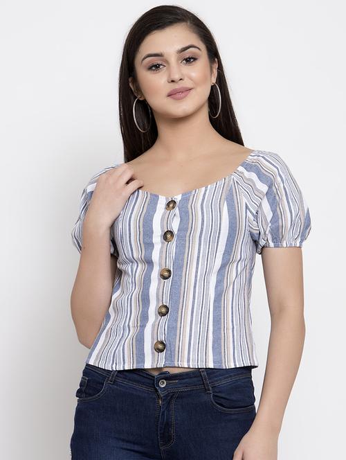 button-up striped top - 16950696 - Very Small Image - 1