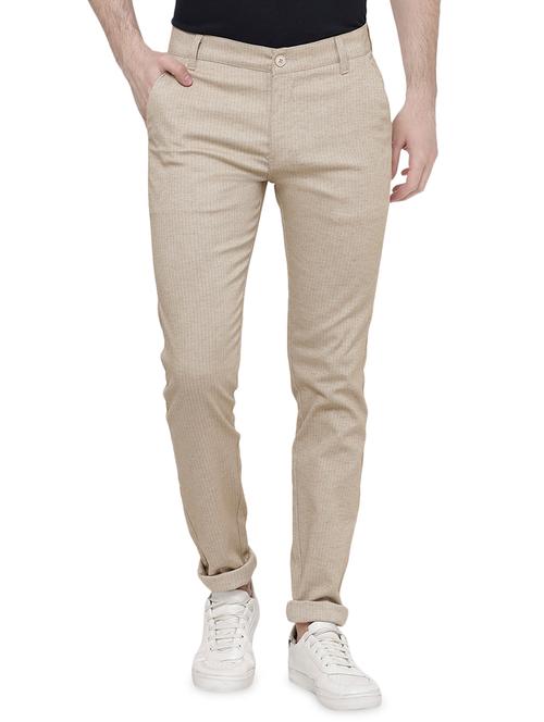 beige striped chinos - 16950827 - Very Small Image - 1