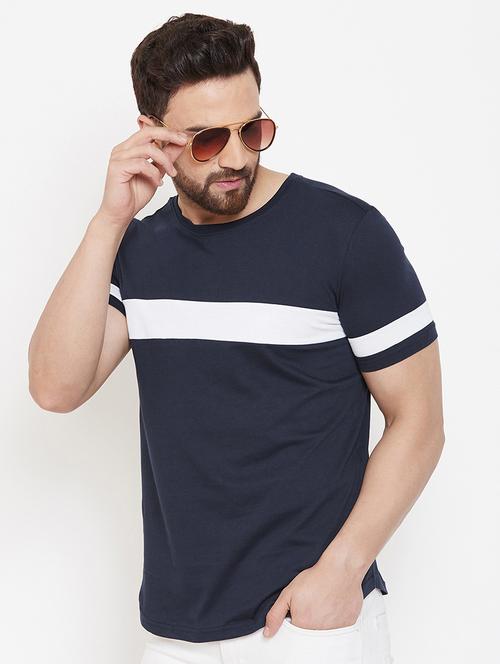 navy blue taped t-shirt - 16952401 - Very Small Image - 1