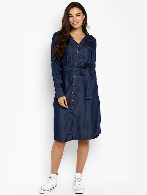 tie front denim shirt dress  - 16952689 - Very Small Image - 1