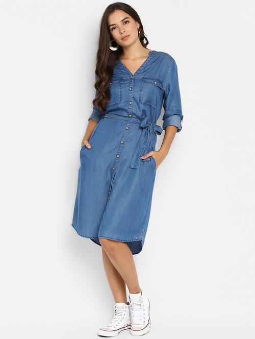 tie front denim shirt dress  - 16952690 - Very Small Image - 1