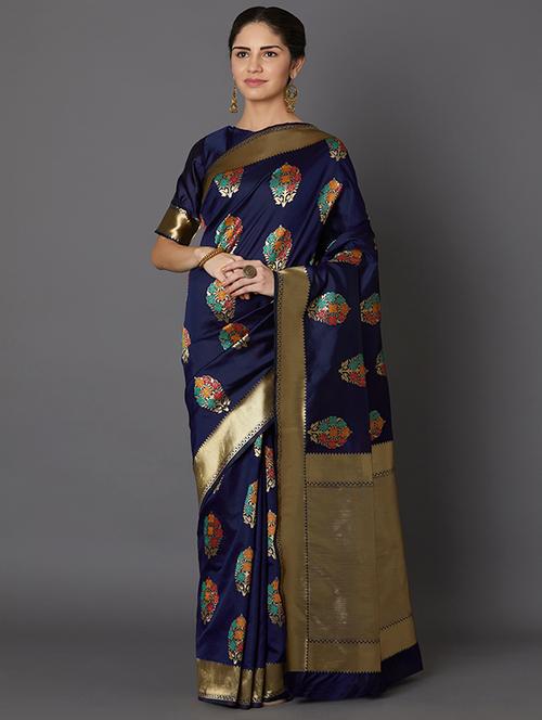 floral banarasi saree with blouse - 16954306 - Very Small Image - 1