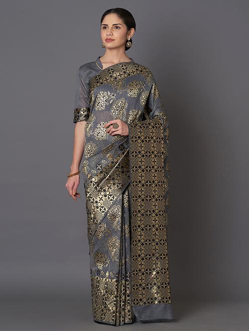 self design banarasi saree with blouse - 16954486 - Very Small Image - 1