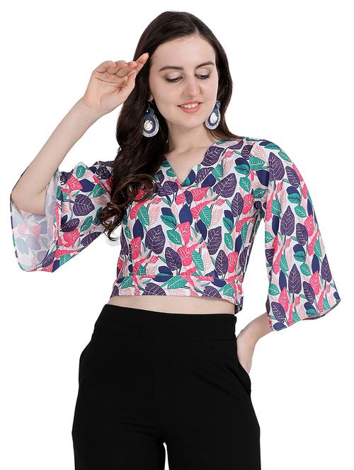bell sleeves tie back crop top  - 16955914 - Very Small Image - 1