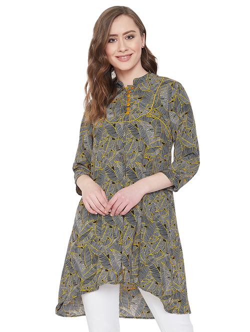 mandarin neck printed high low tunic  - 16958503 - Very Small Image - 1