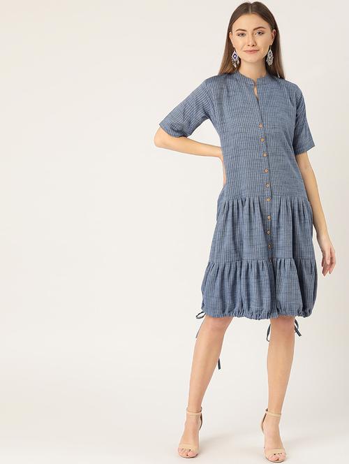 mandarin neck striped dress  - 16959074 - Very Small Image - 1