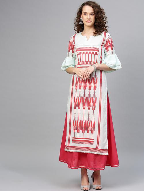 bell sleeves kurta skirt set - 16959628 - Very Small Image - 1