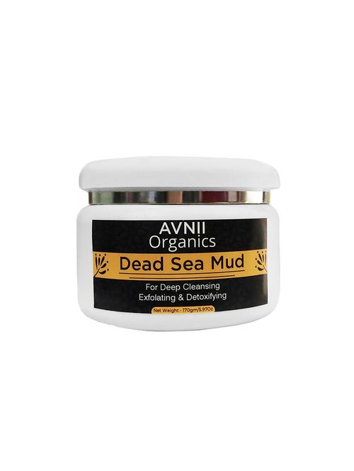 avnii organics dead sea mud mask great for face, acne & blackheads facial exfoliator, cleanser, acne reduction treatment, 170 gm - 16960305 - Very Small Image - 1