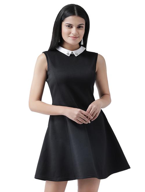 contrast collar flared dress  - 16960412 - Very Small Image - 1