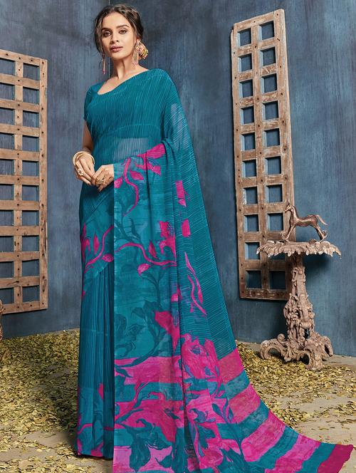 printed woven saree with blouse - 16961609 - Very Small Image - 1