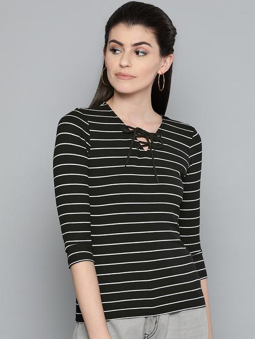 tie up neck striped top  - 16962252 - Very Small Image - 1