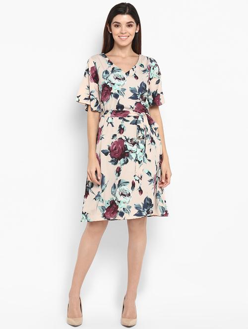 tie front floral a-line dress - 16962642 - Very Small Image - 1