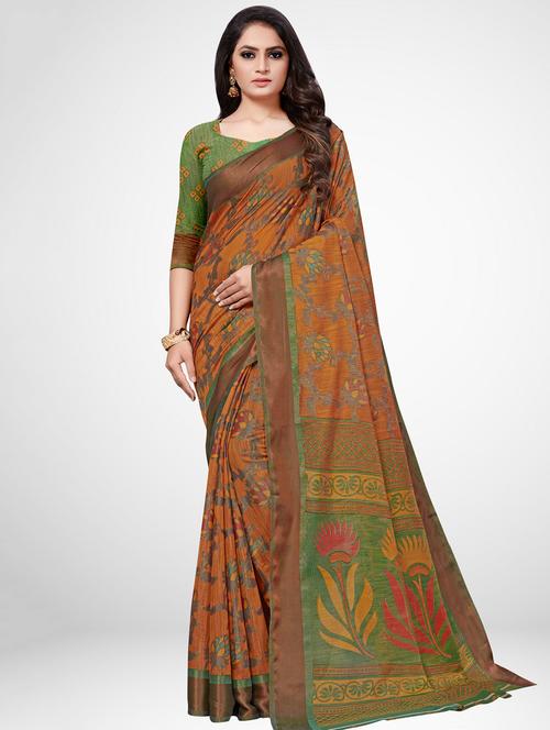 floral printed saree with blouse - 16962873 - Very Small Image - 1