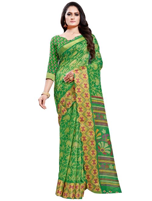 floral printed saree with blouse - 16962884 - Very Small Image - 1