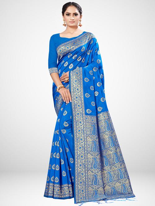 ethnic motif printed saree with blouse - 16962905 - Very Small Image - 1