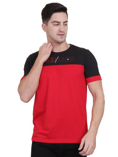 red typographic color block t-shirt - 16963443 - Very Small Image - 1
