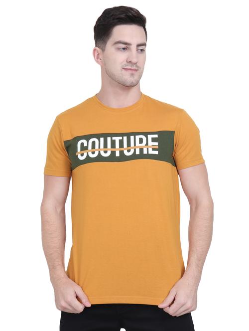 yellow typographic chest print t-shirt - 16963452 - Very Small Image - 1