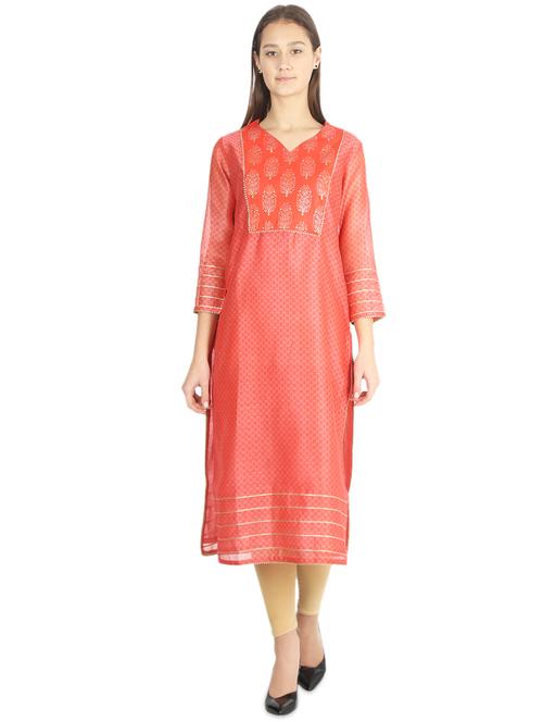 geometric chanderi straight kurta - 16966918 - Very Small Image - 1
