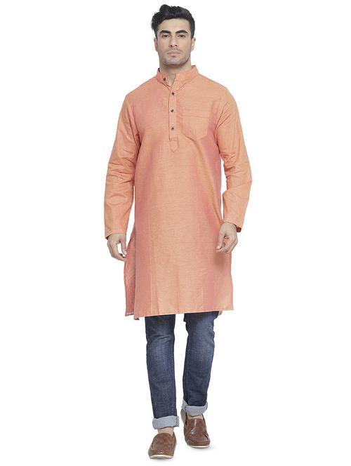 orange solid long kurta - 16970834 - Very Small Image - 1