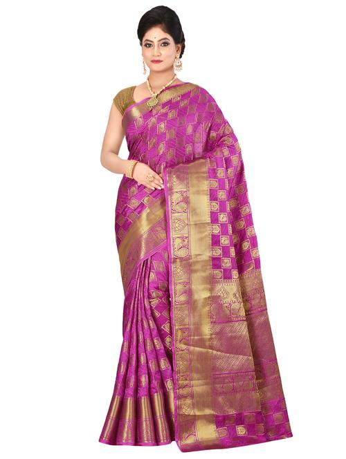 self design kanjivaram saree with blouse - 16972494 - Very Small Image - 1