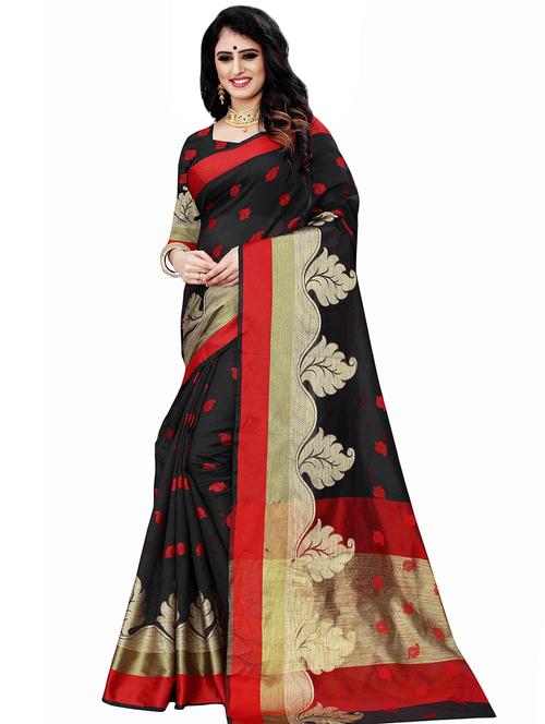 black art silk banarasi saree with blouse - 16973027 - Very Small Image - 1