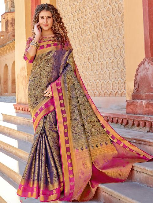 paisley woven saree - 16974583 - Very Small Image - 1