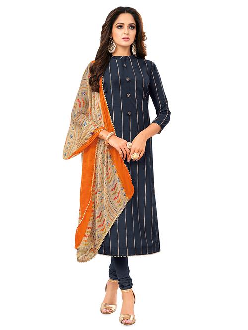 striped churidaar unstitched suit - 16975001 - Very Small Image - 1