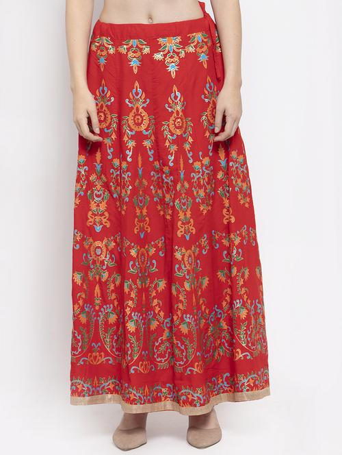 red rayon flared skirt - 16975905 - Very Small Image - 1