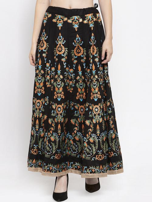 black rayon flared skirt - 16975906 - Very Small Image - 1