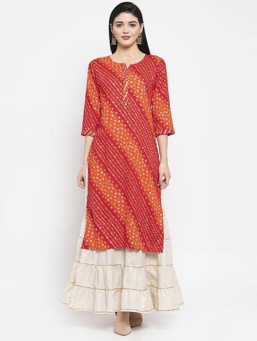 bandhani straight kurta - 16977206 - Very Small Image - 1