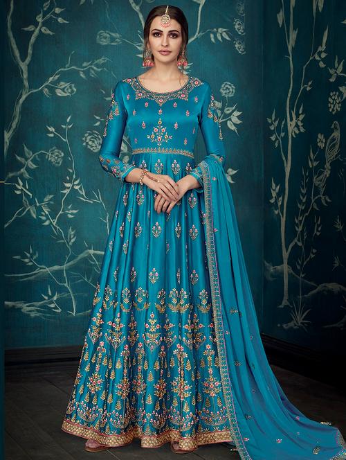embroidered semi-stitched suit - 16977431 - Very Small Image - 1