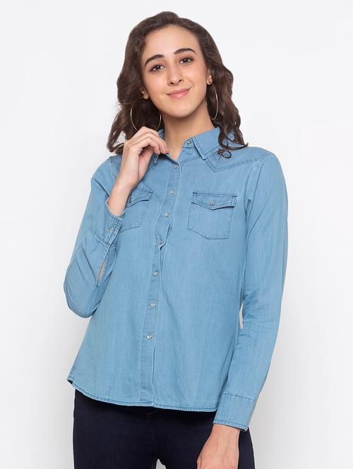 long sleeved denim shirt  - 16978918 - Very Small Image - 1