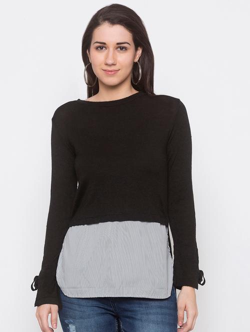 tie up sleeves color block top - 16978982 - Very Small Image - 1