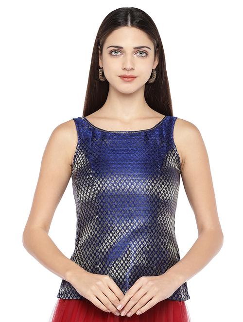 blue cotton solid blouse - 16979110 - Very Small Image - 1