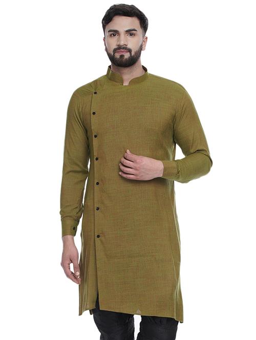 green solid rayon medium length kurta - 16979455 - Very Small Image - 1
